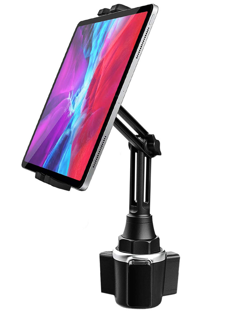 woleyi Cup Holder Tablet Mount, Car/Truck Cupholder Tablet Holder Stand Car Mount with Adjustable Arm, Compatible with iPad Pro, Air, Mini, Galaxy Tab, Z Fold, Fire HD, iPhone and More 4.7-13" Devices