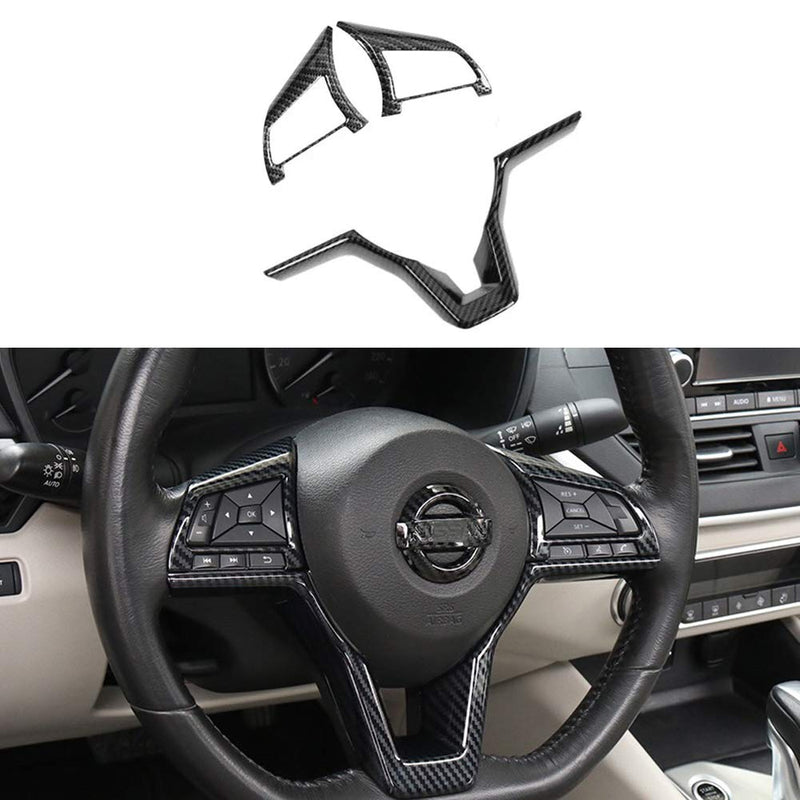  [AUSTRALIA] - MAXDOOL Carbon Fiber Steering Wheel Cover Sequins Frame Trim for Nissan Rogue Altima Sentra Kicks LEAF Versa Interior Accessories(Carbon Fiber)
