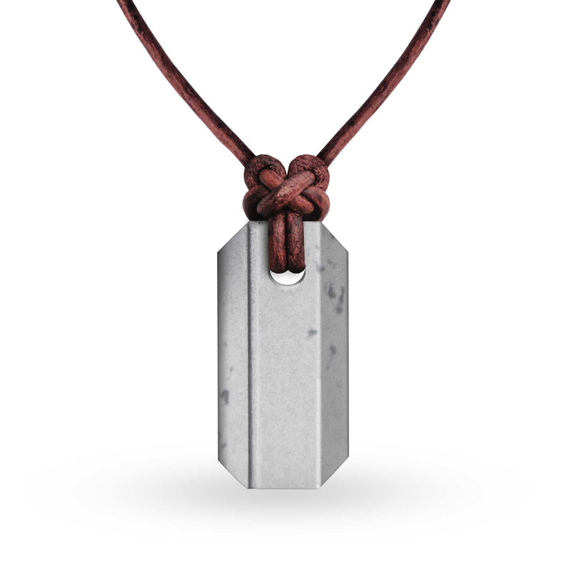 Wazoo Viking Whetstone Pendant, Knife Sharpener Necklace, Arkansas Novaculite on Leather Cord, Norse Inspired Knotwork, Made in the USA (Plain)