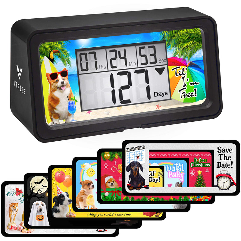 Digital 9999 Days Countdown Clock Timer with Backlight - Count Down Your Retirement, Wedding, Christmas, Vacation and All Calendar Event Dates in Your Life - Dog Collection (Black - 8 Frames) Life's Best Moments (Black - 8 Frames)