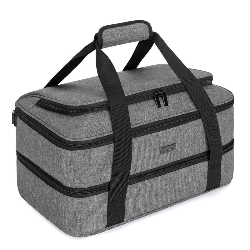 Trunab Casserole Carrier for Hot or Cold Food Insulated Casserole Dish Carrier Thermal Tote Bag for Picnic, Fits 9"×13" Baking Dish, 11 x 15 Foil Pans, Grey