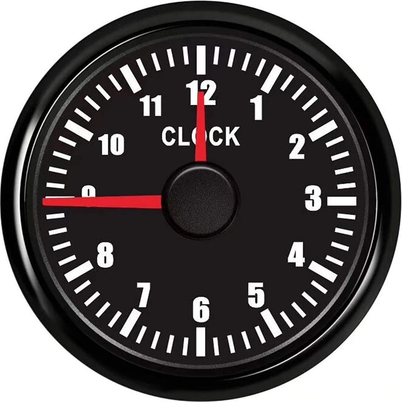 KAOLALI Clock Meter Gauges Auto Clock 0-12 Hours Format High Accuracy with Blacklight for Marine Boat Yacht Car 52mm(2'') 12/24V 52mm Clock Black