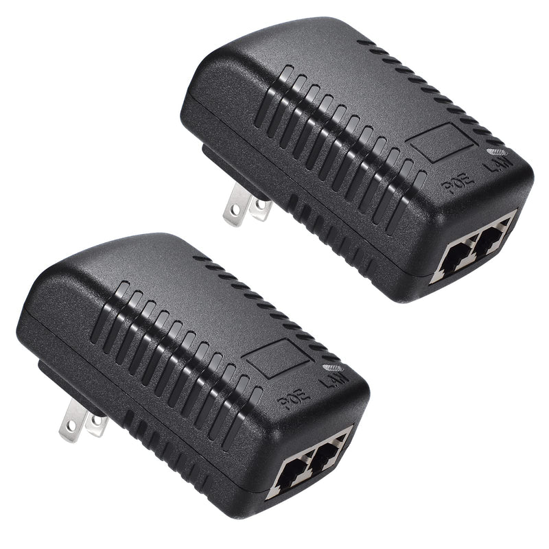 48V 24W 0.5A PoE Power Adapter Supply Injector Ethernet with US Wall Plug, IEEE 802.3af Compliant, 10/100Mbps, for IP Voip Phones Cameras PoE Devices, 2Pack