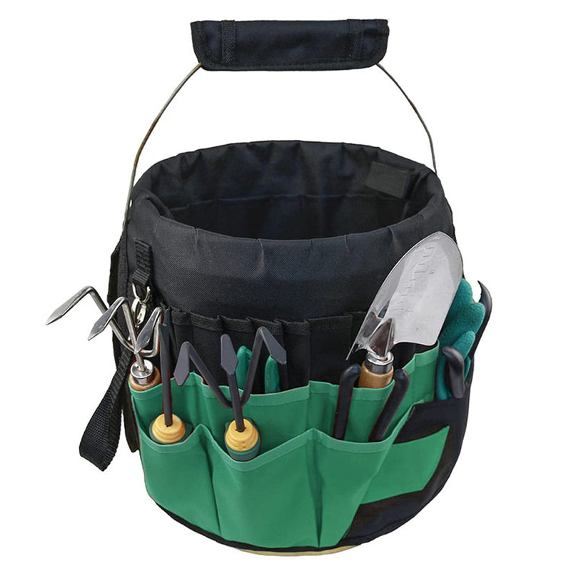 Green Gardening Tools Organizer 5 Gallon Bucket Tools Kit Storage Organizer with Handle, Garden 42 Pockets Tools Management Bucket Bag Trays, Insert Bucket Boss Tools Organizer (Tools Excluded), Black, 17.91 inch x 11.81 inch Green