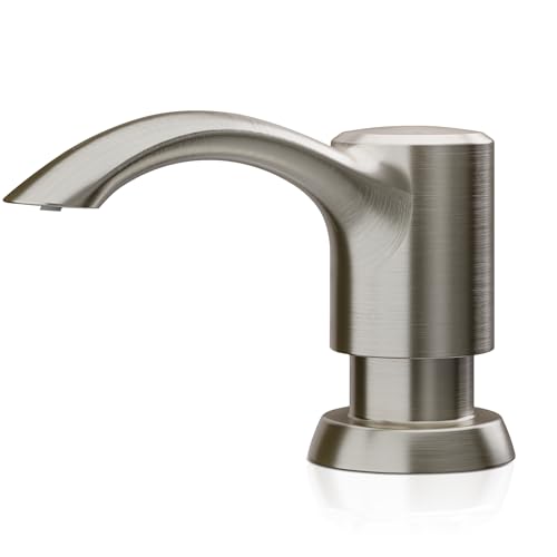 SAMODRA Built in Kitchen Sink Soap Dispenser (Brushed Nickel) with 12 oz Large PET Lotion Bottle, Refill from Top Brushed Nickel 12 oz Bottle