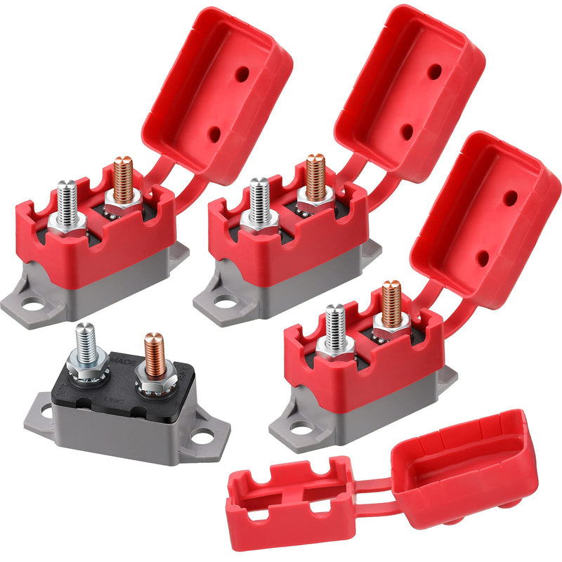 BBTO 4 Pieces DC 12V - 24V Automatic Reset Circuit Breaker Circuit Breaker with Cover Stud Bolt for Automotive and More (30 Amp) 30 Amp