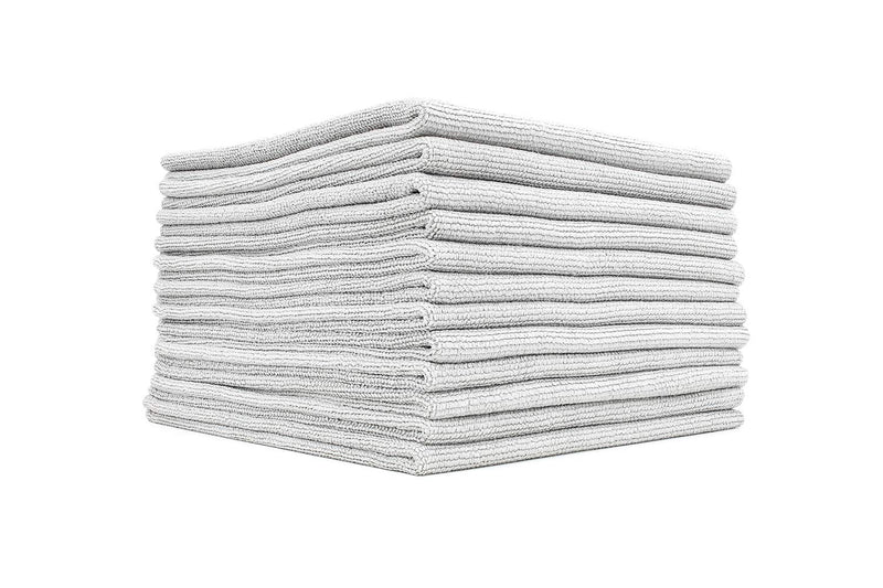 The Rag Company - The Edgeless Pearl - Professional Microfiber Detailing Towel for Ceramic Coating, Leveling & Sealant Removal, Scratch-Free & Tagless, 320gsm, 16x16 inches, Ice Grey - 12-Pack 12 Pack