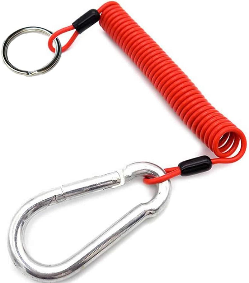 4' Breakaway Trailer Cable with Pin Trailer Brake Cable RV Stainless Steel Spring Towing Coiled Wire Safety Straps Ground Clip,for Breakaway Switch 4'