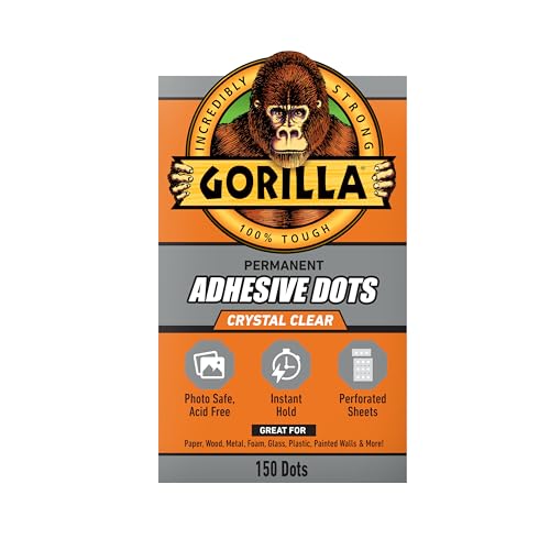 Gorilla Adhesive Dots, Double-Sided, Clear, 0.5" Diameter, 150 Pieces 1 - Pack