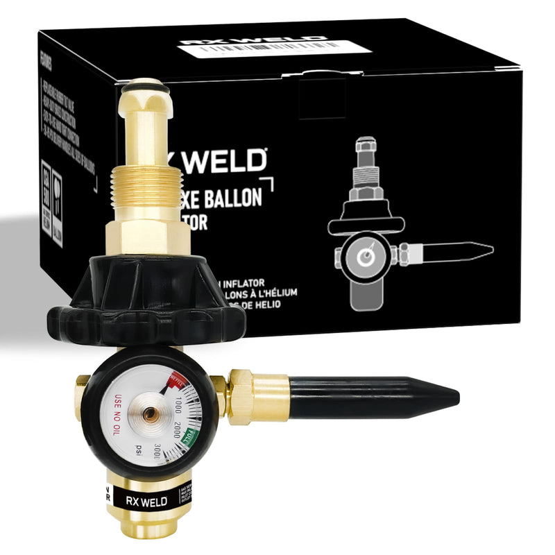 RX WELD Helium Latex Balloon Filler Air Flow Inflator Regulator 0-3000 PSI with Gauge for CGA580 Tank Valve