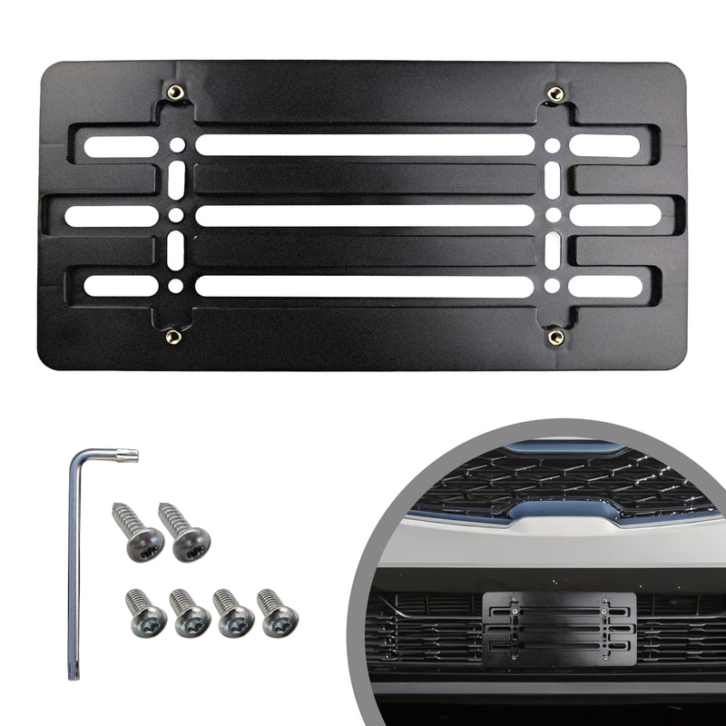 Front Bumper License Plate Bracket for Hyundai and Kia 2000-2025, Plate Holder Set w 6 Unique Screw Bolts & Wrench Kit, License Tag Mounting Kit, Quality Plate Holders, Car Accessories