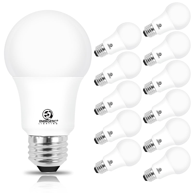 Energetic 12-Pack A19 LED Bulb 100W Cool White 4000K Dimmable Light Bulbs, 13.5W 1600lm CRI80+, 15000Hrs, ETL Listed 4000k Natural White