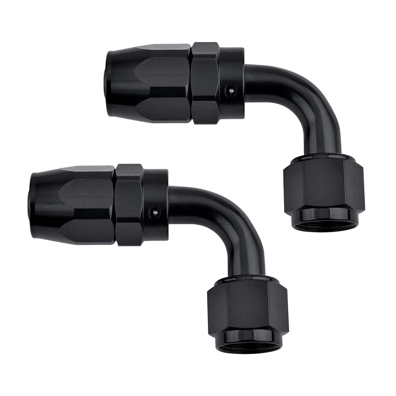 EVIL ENERGY 6AN Hose End Fitting 90 Degree Swivel for CPE Braided Hose Black 2PCS