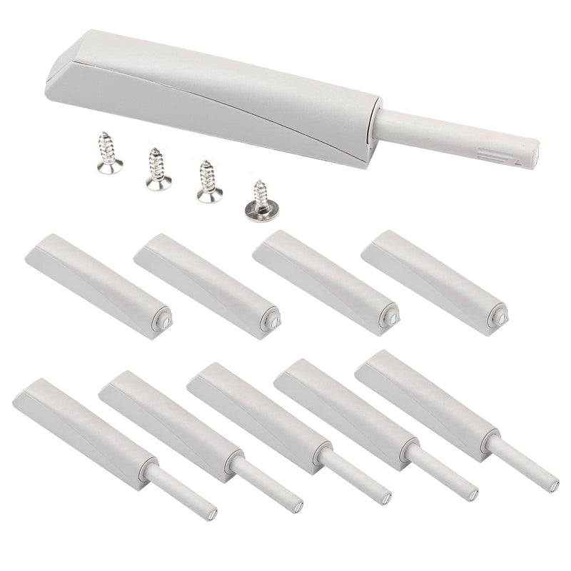 Push Open Door Latch, 10 Pack Magnetic Touch Release Hardware for Doors, Light Grey-Push Lash Latch for Kitchen, Bathroom, Furniture Drawers& Cupboards light grey 10 pack