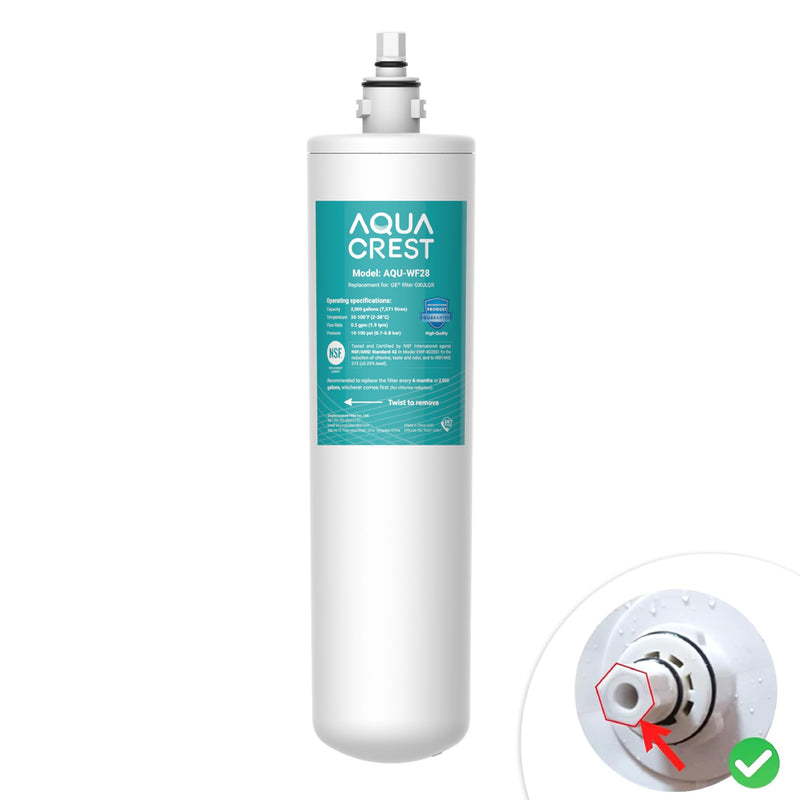 AQUA CREST FQK1R, GXULQR Under Sink Water Filter, Replacement for GE FQK1R, GXULQR, Compatible with GE GXK140TNN and GXULQK systems, NSF/ANSI 42 372, 2K Gallons, Reduces Lead, Chlorine 1