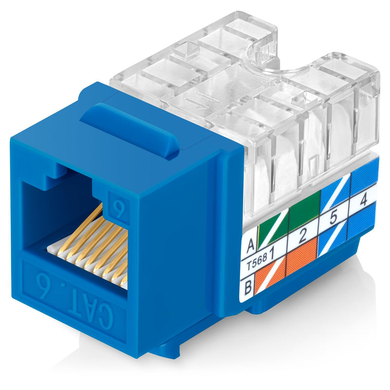 Everest 90 Degree RJ45 Cat6 Keystone Jacks Slim Profile 50-Pack Blue Quantity 50