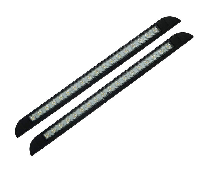 Raycharm 20" RV Camper LED Awning Porch Utility Light Fixture, 40° Down Angle Beam, 6000K Cool-White, 12V/24V DC, High Light-Output Low Ampere Draw, Aluminum Housing Black Finish, 2-Pack