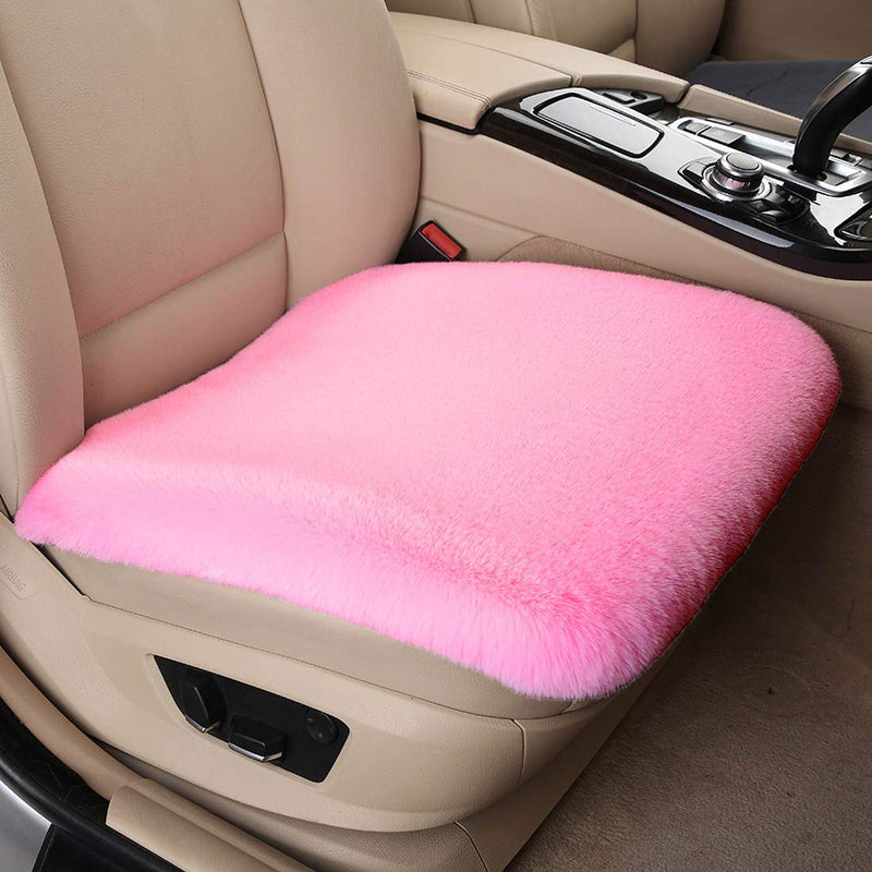Winter Soft Warm Faux Rabbit Fur car seat Cushion,Universal fit Plush Front and Back Fuzzy car seat Pads Cushion Cover Protector - 1pcs (Front seat 1pcs,Pink) Front seat 1pcs pink