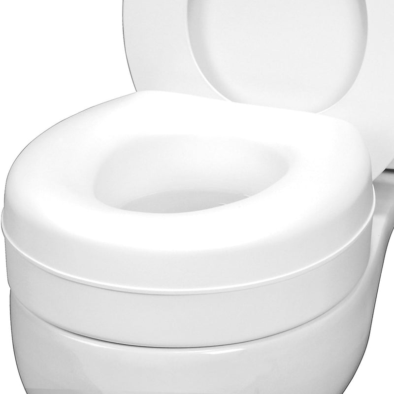 HealthSmart Enhanced Comfort 5" Raised (Round) Toilet Seat Risers for Seniors 5 Slip Resistant Pads FSA/HSA Eligible Padded Toilet Seat Elevation 15.7 x 15.2 x 6.1 New and Improved