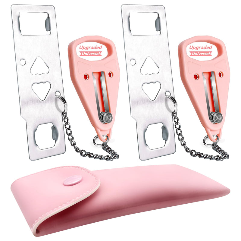 AceMining Portable Security Door Locker Travel Lockdown Locks for Additional Safety and Privacy Perfect for Traveling Hotel Home Apartment College-Pink(2 Pack) 2 Pack