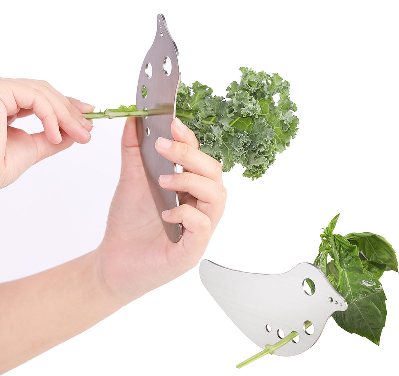 Herb Stripper Stainless Steel, Kitchen Herb Leaf Stripping Tool, Vegetable Stem Remover for Kale, Chard, Collard Greens, parsley, Thyme, Basil, Rosemary
