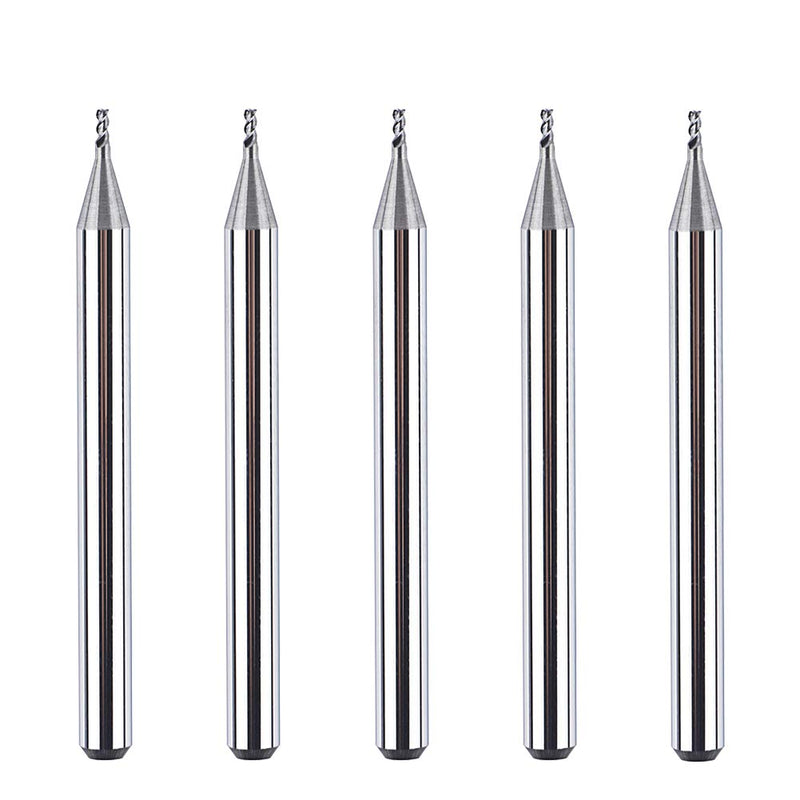 SpeTool 1/8 End Mills for Aluminum 1/32 inch Cutting Diameter 3 Flutes CNC Spiral Router Bits for Aluminum Cut Non-Ferrous Metal Upcut 1.5 inches Long 5 Pieces