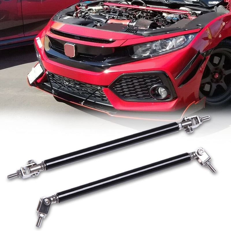 2PCS Adjustable Splitter Strut Rods, 8"-11" Front Lip Strut Rod Bumper Splitter Universal Tie Support Bars，Black Black 8"-11"