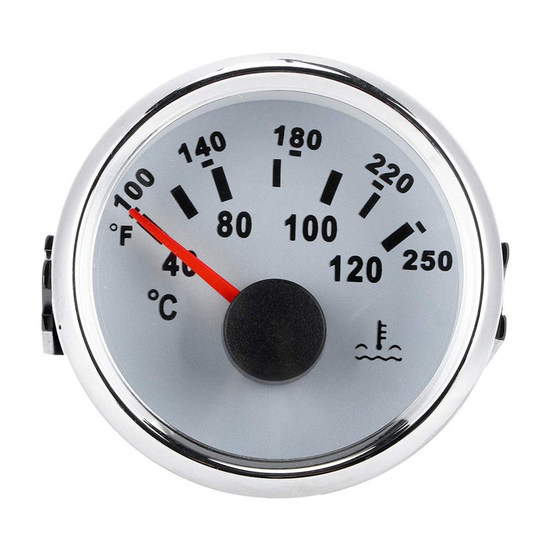 FastUU Electric Water Temperature Gauge, 40-120 ℃ Waterproof Boat Water Temp Gauge, 52mm/2in Marine Engine Water Temp Meter for Boat, RV, Car, Truck, Generator (White Dial)