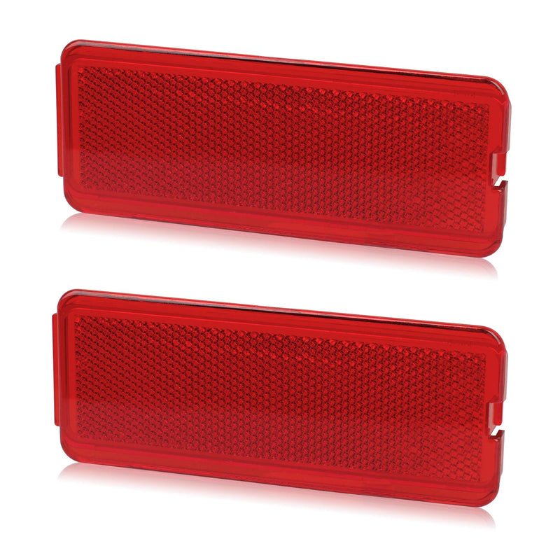 HERCOO Premium Interior Door Reflectors Red Front & Rear Reflector Light Cover Compatible with Ford Excursion 2000-2005, F250 F350 F450 F550 Super Duty 1999-2007, Pack of 2 Red Door Reflector