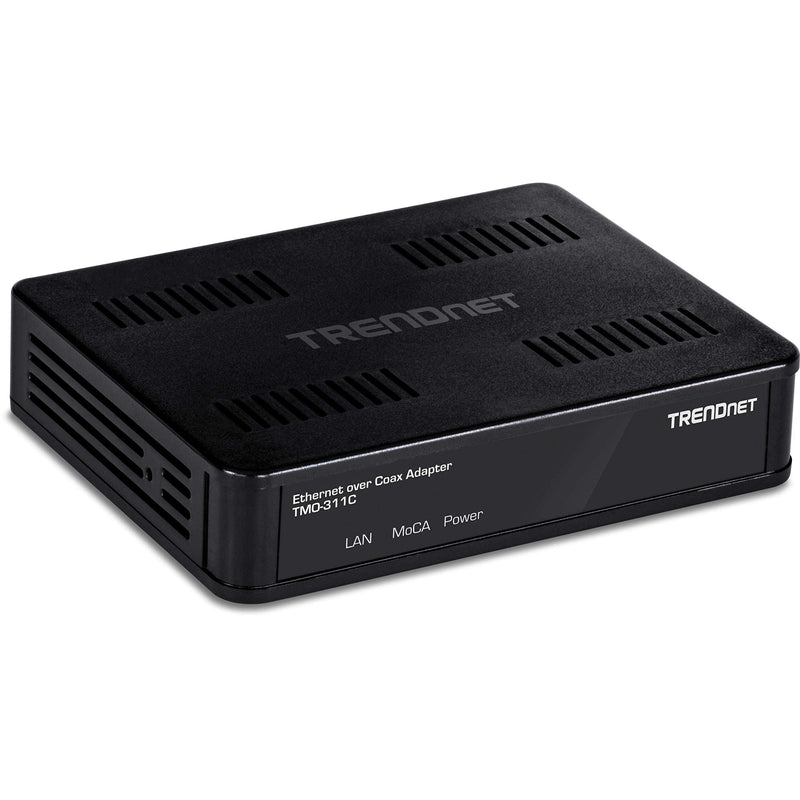 TRENDnet Ethernet Over Coax Adapter, Backward Compatible with MoCA 2.0, Gigabit LAN Port, Supports Net Throughput Up to 1Gbps, Supports Up to 16 Nodes On One Network, Black, TMO-311C Single Adapter