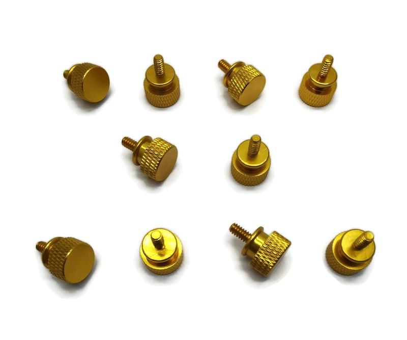 10x Anodized Aluminum Computer Case Thumbscrews 6-32 Thread Computer Cover Power Supply PCI Slots Hard Drives DIY Gold