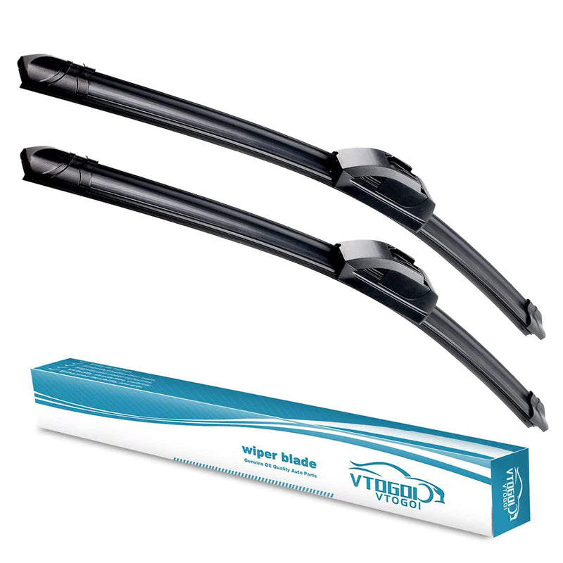 OEM Quality 26''+18'' Premium All-Season Auto Windshield Natural Rubber J-Hook Wiper Blades(Pack of 2) 26"+18" Hook Front Windshield Wipers