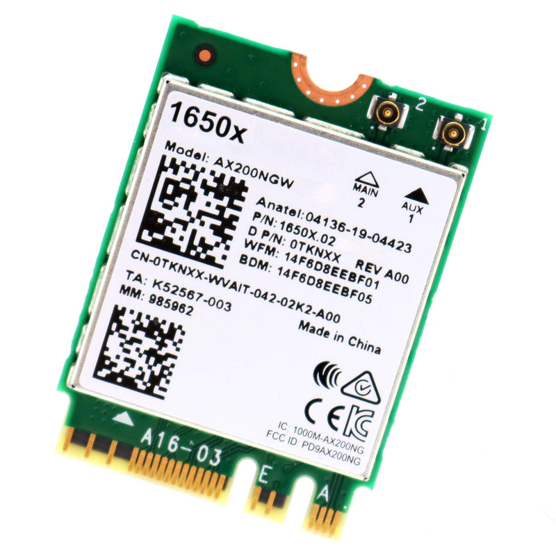 Deal4GO AX200NGW 1650X 802.11ax 2.4Gbps Wi-Fi 6 M.2 NGFF Wireless WiFi Adapter w/Bluetooth 5.1 for Dell Alienware 13 R2 R3 15 R2/R3/R4 17 R3/R4/R5 AX200 0TKNXX TKNXX