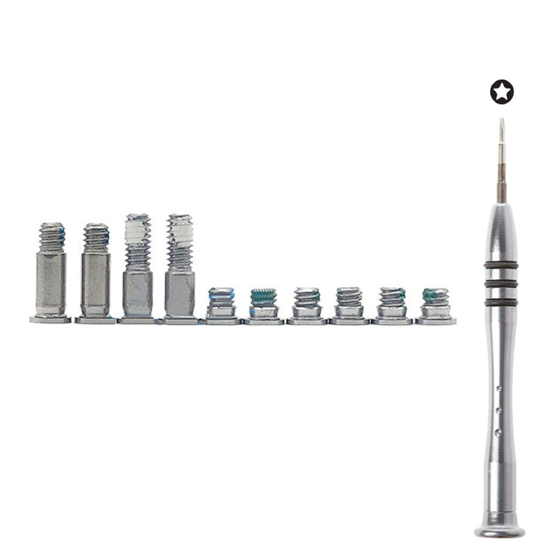 Replacement 10pcs/Set Bottom case Screws + 1pcs 5 Point Pentalobe Screwdriver for MacBook Air 13” A1932 Retina 2018 2019, A2179 2019 2020 Years MC 3302, A2337 M1 GPU EMC 3598 2020 (Silver) Silver