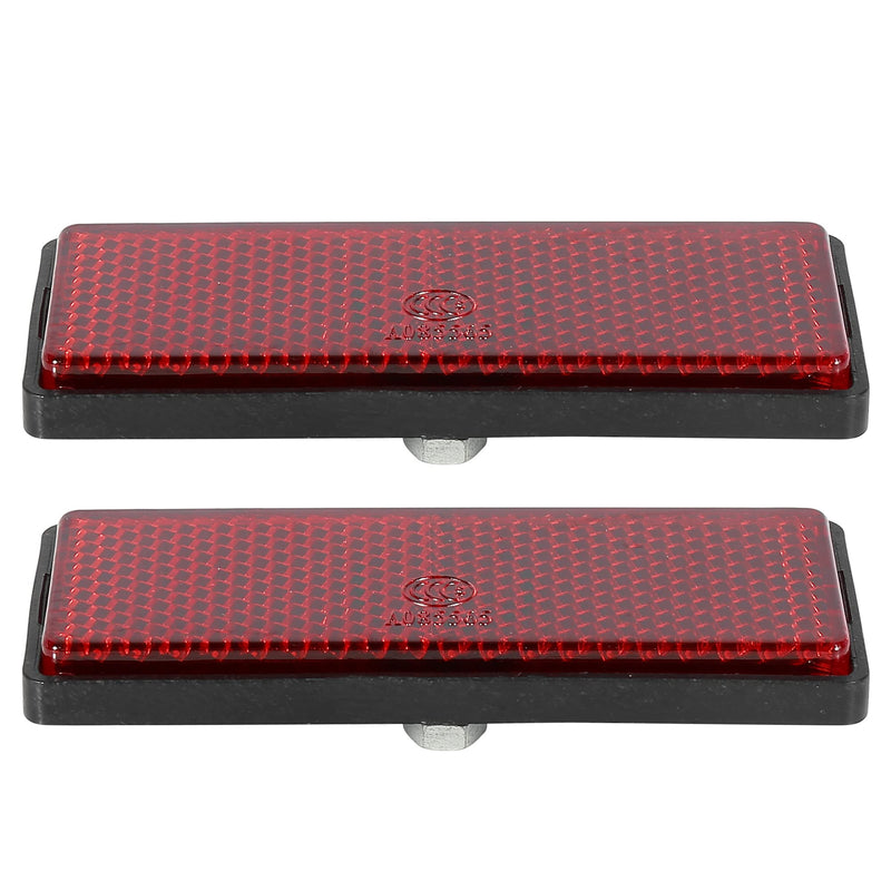 F FIERCE CYCLE Pair M6x1.0 Red Rectangle Universal Screw Mount Reflective Warning Reflector for Motorcycle Bike