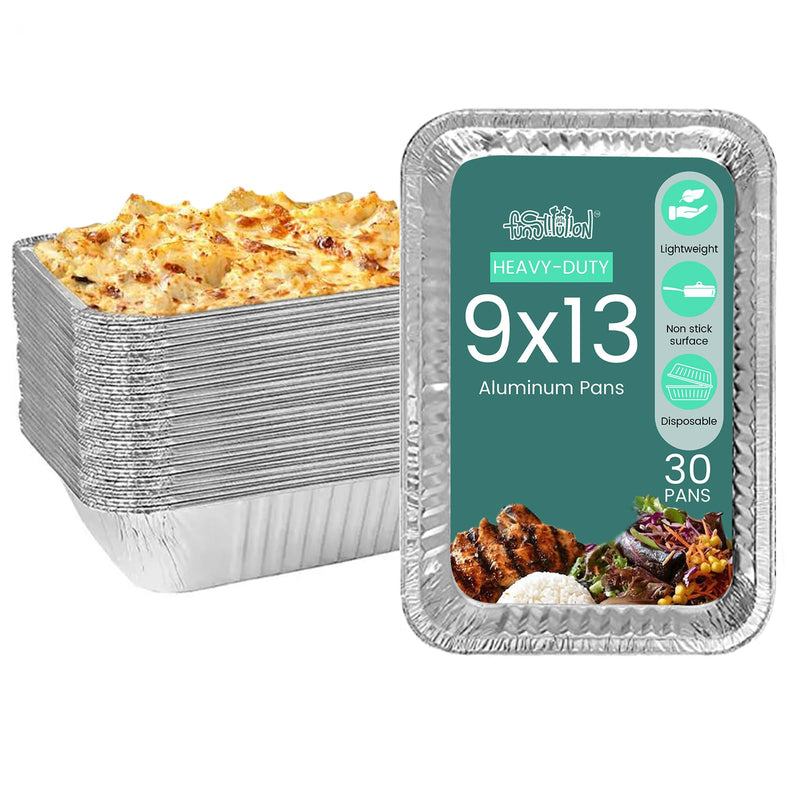 Aluminum Foil Pans 9x13 (30 Pack) - Disposable Aluminum Baking Pans With High Heat Conductivity For Grilling, Cooking, Storing, Prepping 9x13 Without Lids