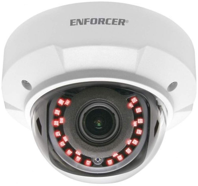 Seco-Larm EV-Y2501-AMWAQ 4-in-1 HD Varifocal Vandal Dome Camera; 2.8~12mm Lens; 2592 x 1944 Resolution; 1/2.7" 5MP CMOS; TVI/CVI/AHD/Analog Format; 40 SMT IR LEDs; 12VDC; White Housing