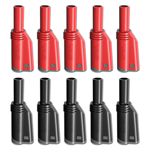 Goupchn 4mm Stackable Shrouded Banana Plugs, Red Black 10PCS 10pcs Red + Black