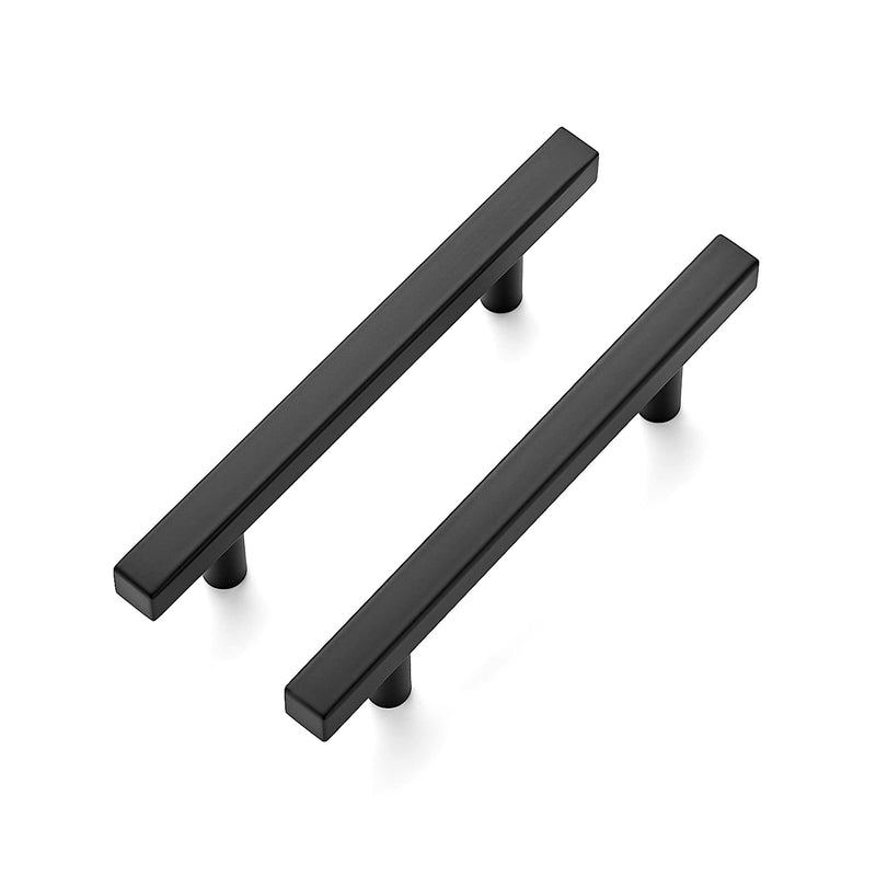 Ravinte 10 Pack 6'' Square Cabinet Pulls Matte Black Stainless Steel Kitchen Drawer Pulls Cabinet Handles 6”Length, 3-3/4” Hole Center