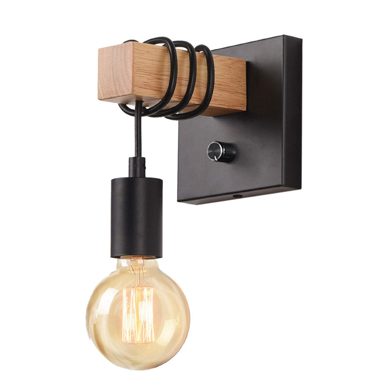 Lightess Black Wall Sconces Dimmable, Edison Wall Light with ON/Off Dimmer Switch, 1-Light Industrial Farmhouse Wall Lamp for Barn Kitchen, Living Room, LG9928784
