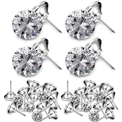 Hotop 60 Pcs Clear Crystal Upholstery Nails Diamond Decorative Tacks,16 mm 16 mm
