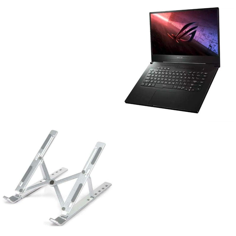 BoxWave Stand and Mount Compatible with Lenovo ROG Zephyrus G14 - Compact QuickSwitch Stand, Portable Multi Angle Viewing Foldable Riser - Metallic Silver