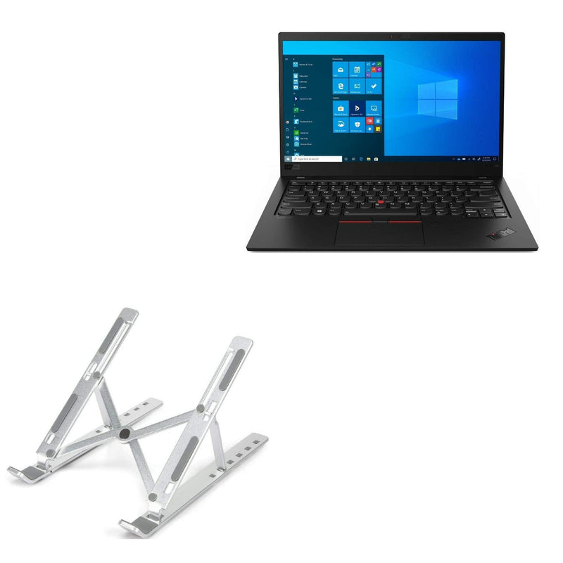 BoxWave Stand and Mount Compatible with Lenovo ThinkPad X1 Carbon Gen 8 (14in) - Compact QuickSwitch Stand, Portable Multi Angle Viewing Foldable Riser - Metallic Silver