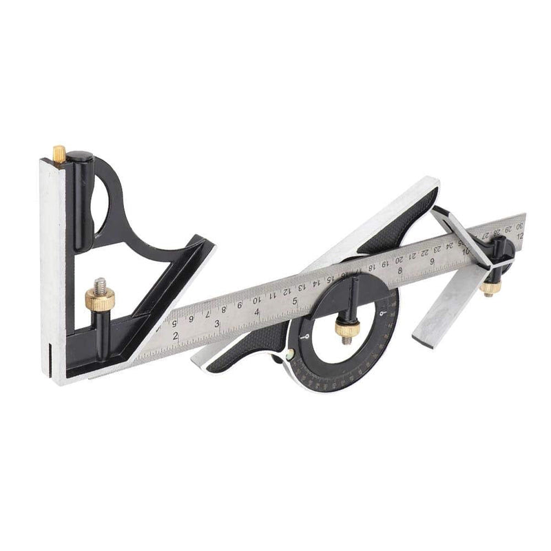 Stainless Steel T Ruler, Combination Set with Protractor, Stainless Steel Angle Ruler 0-180° Combination Tri 0.01 Protractor Measure Tool for Woodworking, Metalworking