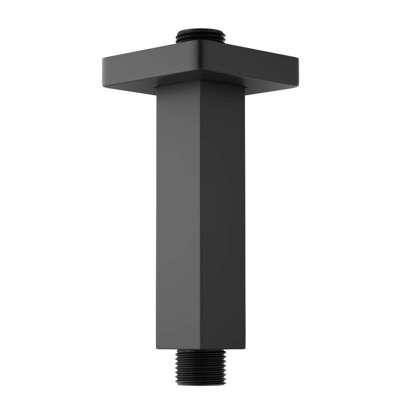 Matte Black Shower Arm with Flange Square Stainless Steel Ceiling Mount Shower Extension Arm Pipe for Shower Head, 4 inch Short Matte Black