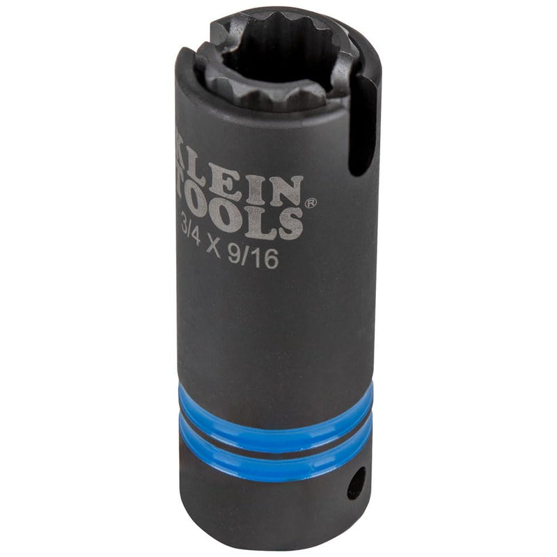 Klein Tools 66031 3-in-1 Slotted Impact Socket, 12-Point Deep Sockets, Coaxial Spring Loaded, 3/4 and 9/16-Inch Hex Sizes, 1/2-Inch Drive 3/4-Inch and 9/16-Inch Spring Loaded Socket