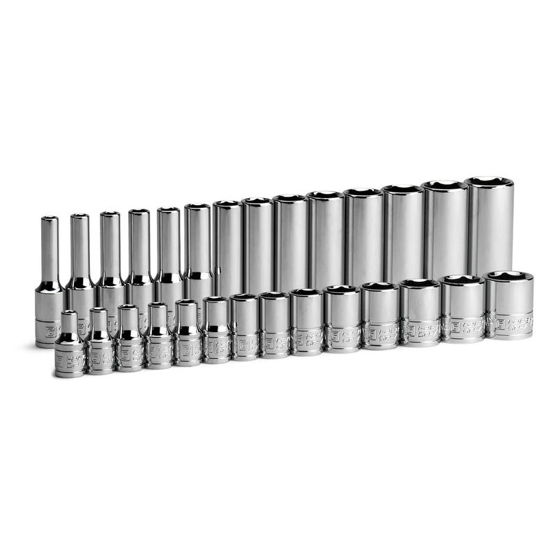 Capri Tools 1/4 in. Drive 6-Point Socket Set (Shallow & Deep Set / 4-15 mm) Shallow & Deep Set / 4-15 mm