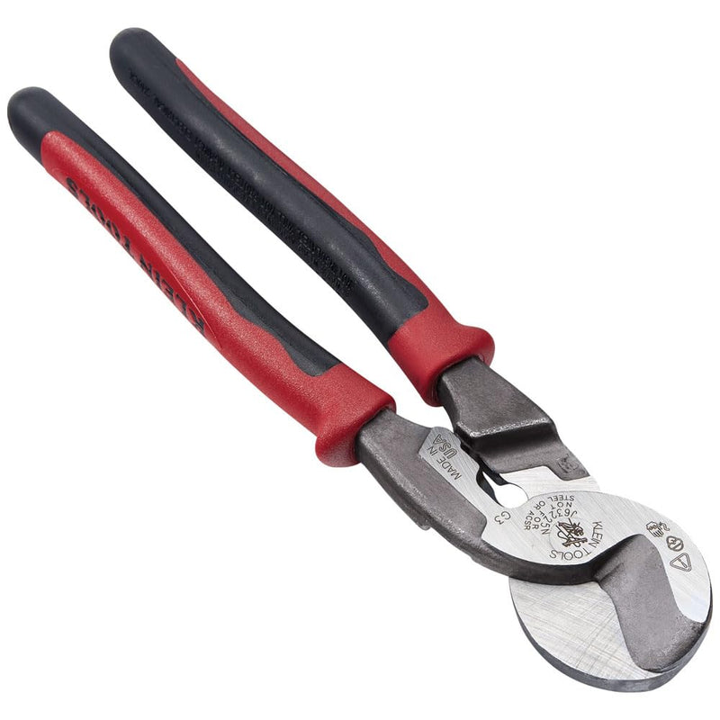Klein Tools J63225N Cable Cutter, Made in USA, Journeyman High-Leverage Wire Cutter and Stripper for Cutting Aluminum, Soft Copper and Communications Cable Cutter / Stripper