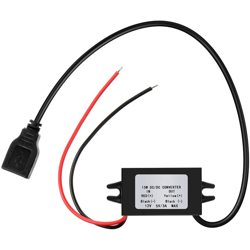Weewooday 12v to 5v Dc Converter Buck Module USB Output Power Adapter Dc Car Power Converter Regulator(1 Piece) 1