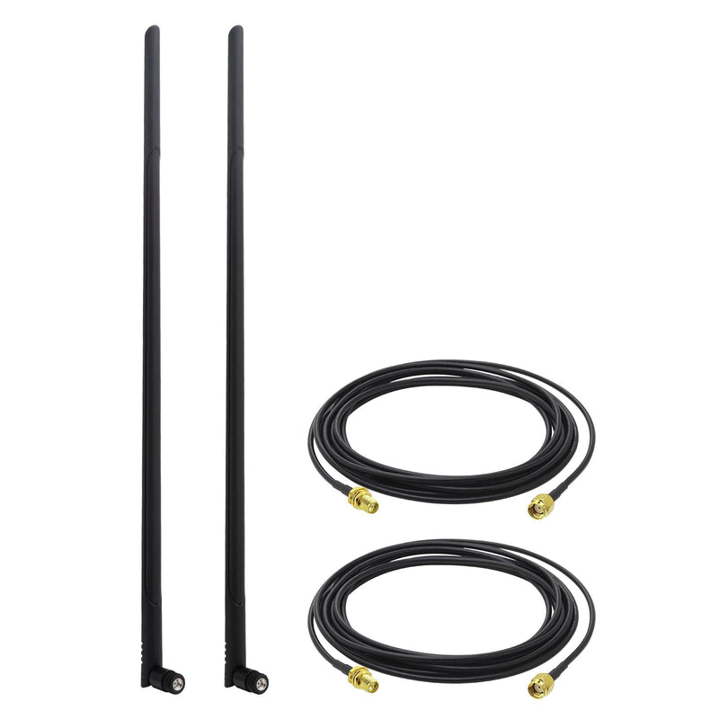 External WiFi Bluetooth Antenna 22DBI Long Range MIMO RP-SMA Male Aerial Antenna and 10FT RP-SMA RG174 Extension Cable for Wireless Router Network Devices PC Camera USB Adapter 2pcs